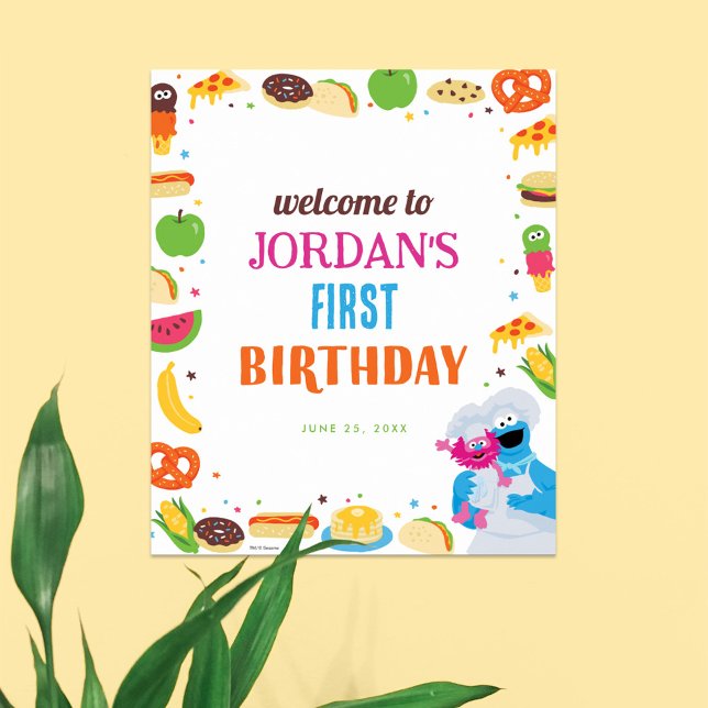 Sesame Street Foodie Truck Birthday Sign (Poster on wall)