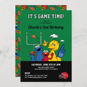 Sesame Street Football Birthday Invitation