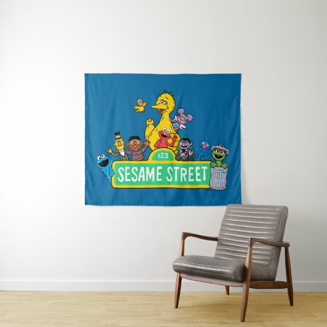 Sesame Street | Full Colour With Pals Tapestry (In Situ (Horizontal))