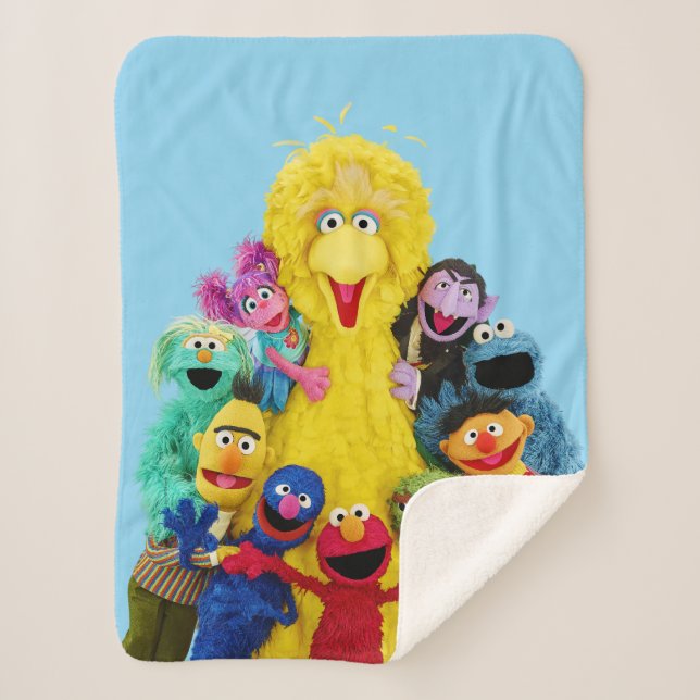 Sesame Street | Fun Colourful Pals Portrait Sherpa Blanket (Front)