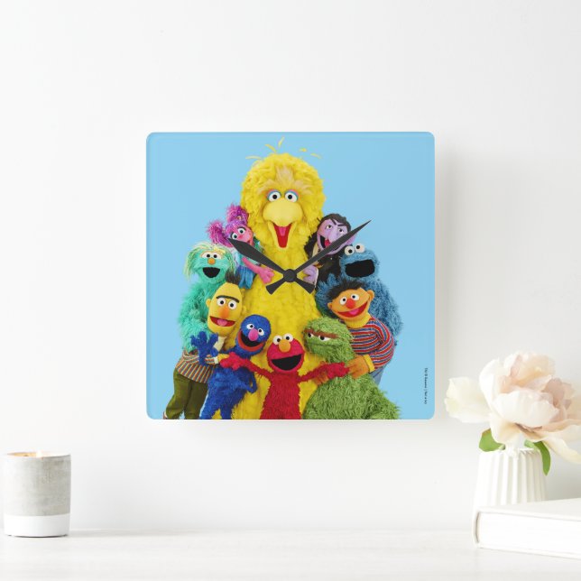 Sesame Street | Fun Colourful Pals Portrait Square Wall Clock (Home)