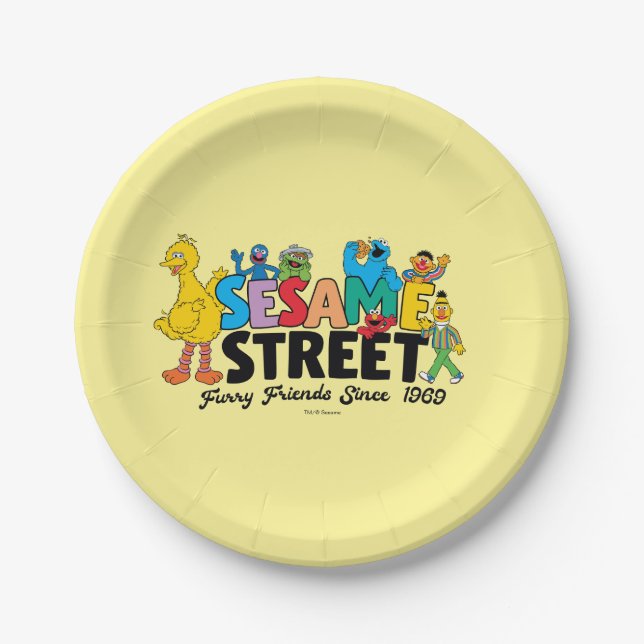 Sesame Street | Furry Friends Since 1969 Paper Plate (Front)