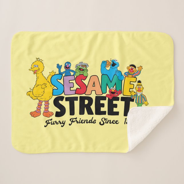 Sesame Street | Furry Friends Since 1969 Sherpa Blanket (Front (Horizontal))