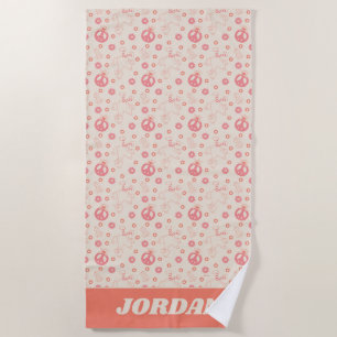 Sesame Street Good Vibes Pattern Add Your Name Beach Towel