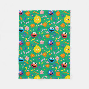 Sesame Street Green Floral Pattern Fleece Blanket