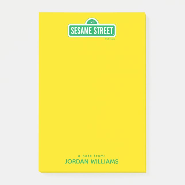 Sesame Street | Green Logo | Add Your Name Post-it Notes (Front)