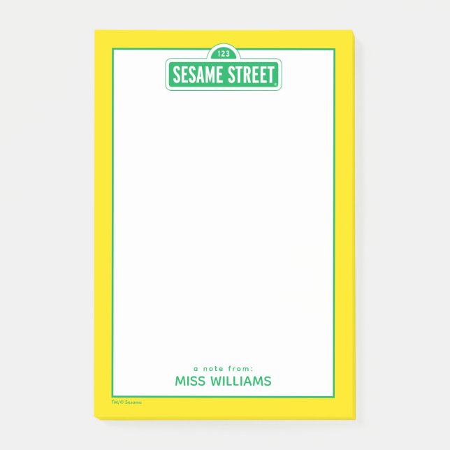 Sesame Street | Green Logo | Add Your Name Post-it Notes (Front)