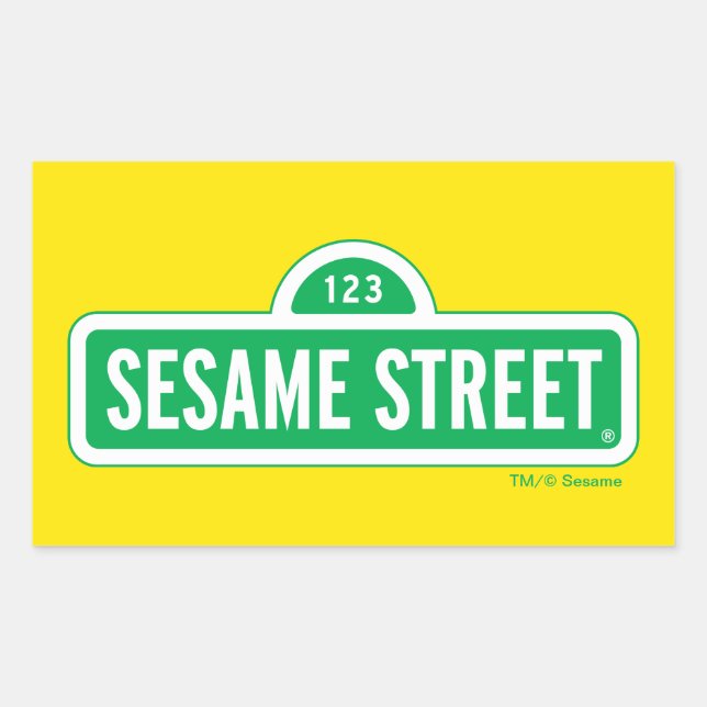 Sesame Street | Green Logo Rectangular Sticker (Front)