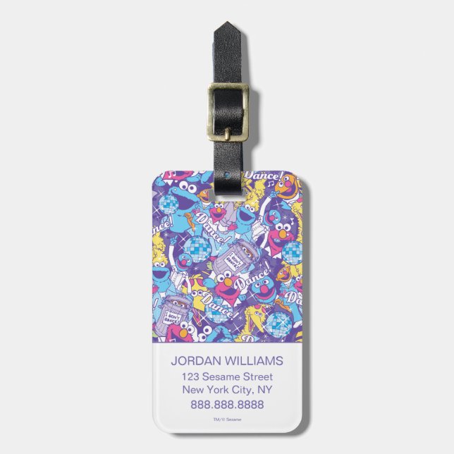 Sesame Street | Groovy Dance Pattern Luggage Tag (Front Vertical)