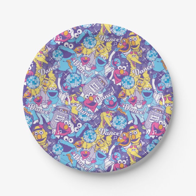Sesame Street | Groovy Dance Pattern Paper Plate (Front)