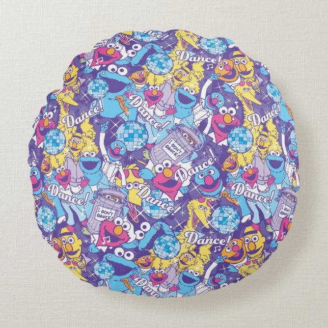Sesame Street | Groovy Dance Pattern Round Cushion (Front)