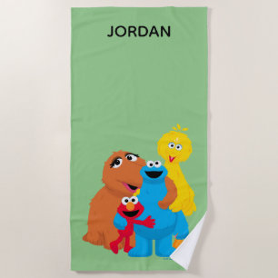 Sesame Street Group Hug Add Your Name Beach Towel
