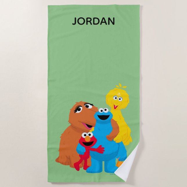 Sesame Street | Group Hug | Add Your Name Beach Towel (Front)
