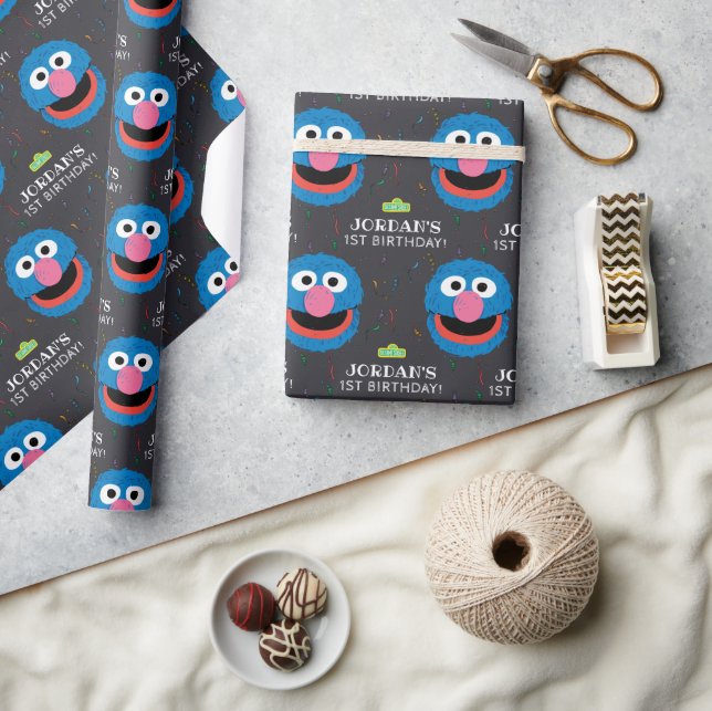 Sesame Street | Grover Birthday Chalkboard Wrapping Paper (Crafts)