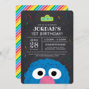 Sesame Street Grover Chalkboard Birthday Invitation