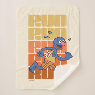 Sesame Street Grover Runs Sherpa Blanket