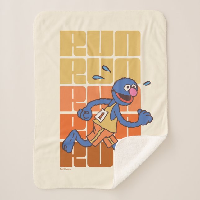 Sesame Street | Grover Runs Sherpa Blanket (Front)