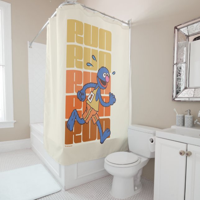 Sesame Street | Grover Runs Shower Curtain (In Situ)