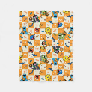 Sesame Street Halloween Chequered Pattern Fleece Blanket