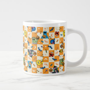 Sesame Street Halloween Chequered Pattern Large Coffee Mug