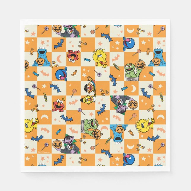 Sesame Street Halloween Chequered Pattern Napkin (Front)