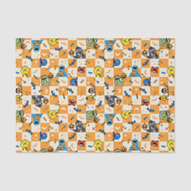 Sesame Street Halloween Chequered Pattern Tissue Paper (Front)