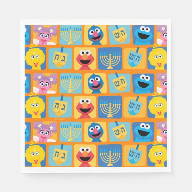 Sesame Street Hanukkah Pattern Napkin (Front)