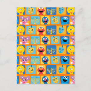 Sesame Street Hanukkah Pattern Postcard