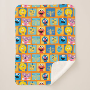 Sesame Street Hanukkah Pattern Sherpa Blanket