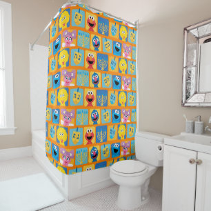 Sesame Street Hanukkah Pattern Shower Curtain