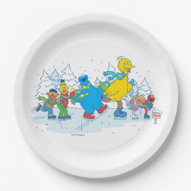 Sesame Street | Ice Skating Friends Paper Plate (Front)