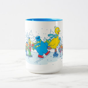 Sesame Street Ice Skating Friends Two-Tone Coffee Mug
