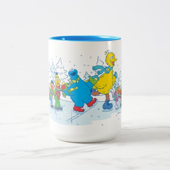 Sesame Street | Ice Skating Friends Two-Tone Coffee Mug (Center)
