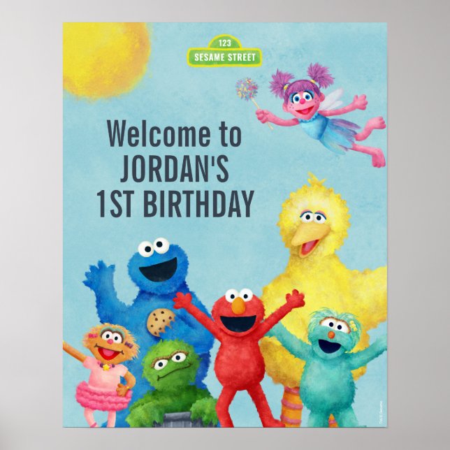 Sesame Street Illustration Birthday Welcome Poster (Front)