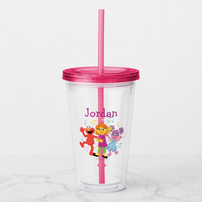 Sesame Street | Julia, Elmo & Abby Dancing Acrylic Tumbler (Front)