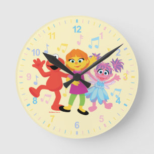 Sesame Street Julia, Elmo & Abby Dancing Round Clock
