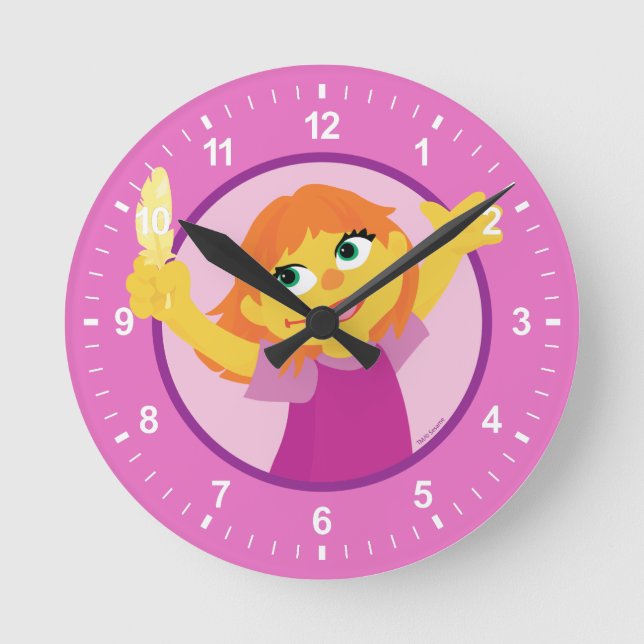 Sesame Street | Julia Holding Feather Round Clock (Front)