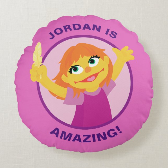 Sesame Street | Julia Holding Feather Round Cushion (Front)