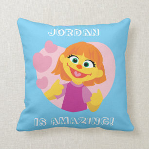 Sesame Street   Julia Pink Heart Cushion