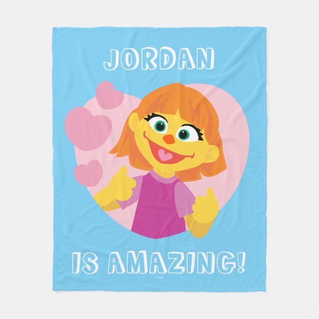 Sesame Street | Julia Pink Heart Fleece Blanket (Front)