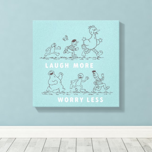 Sesame Street | Laugh More Worry Less Canvas Print (Insitu(Wood Floor))