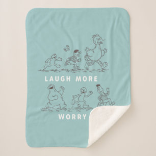 Sesame Street Laugh More Worry Less Sherpa Blanket
