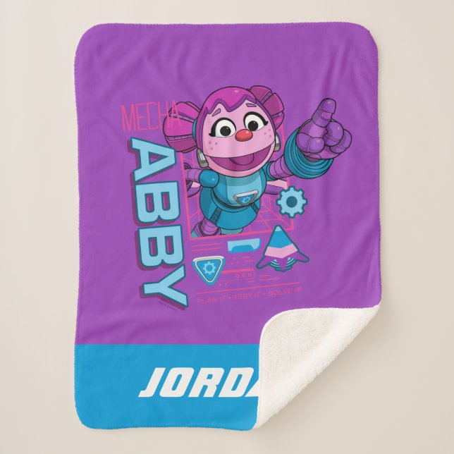 Sesame Street | Mecha Builders Abby | Add Name Sherpa Blanket (Front)