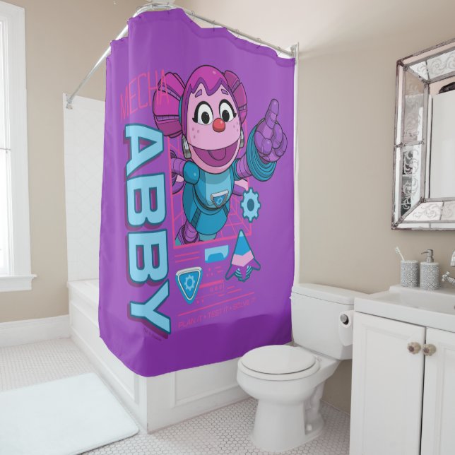 Sesame Street | Mecha Builders Abby Cadabby Shower Curtain (In Situ)