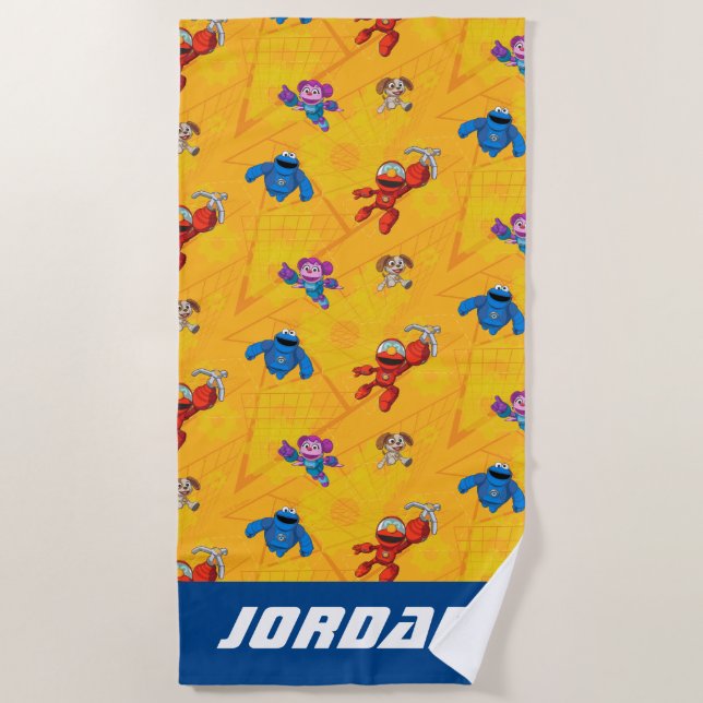Sesame Street | Mecha Builders | Add Name Beach Towel (Front)