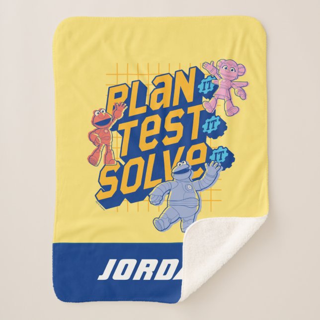 Sesame Street | Mecha Builders | Add Name Sherpa Blanket (Front)