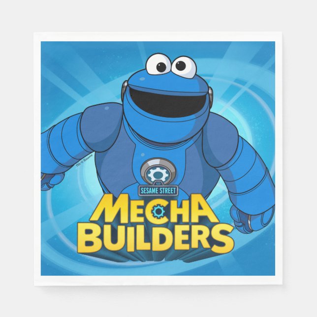 Sesame Street | Mecha Builders Cookie In Action Napkin (Front)