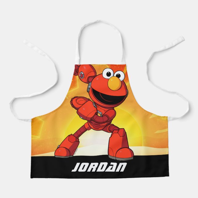 Sesame Street | Mecha Builders Elmo | Add Name Apron (Front)