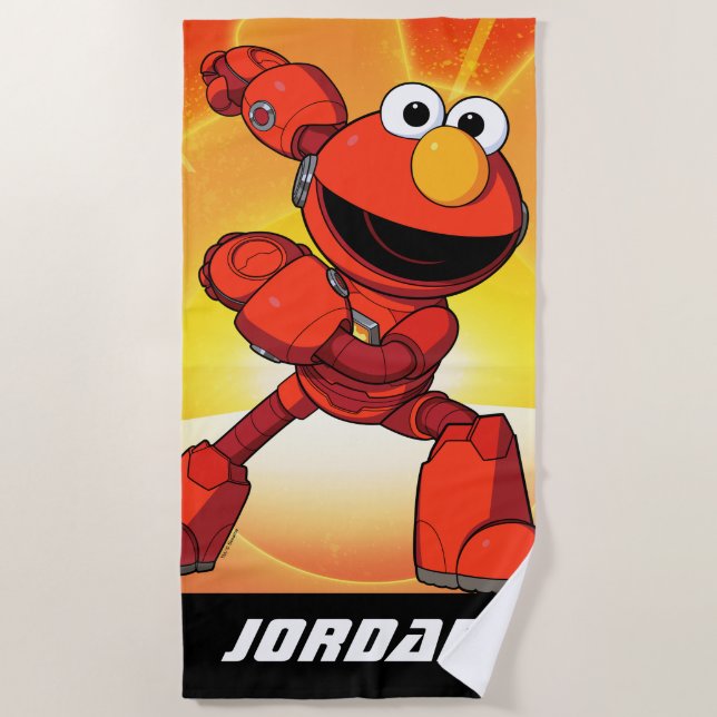 Sesame Street | Mecha Builders Elmo | Add Name Beach Towel (Front)