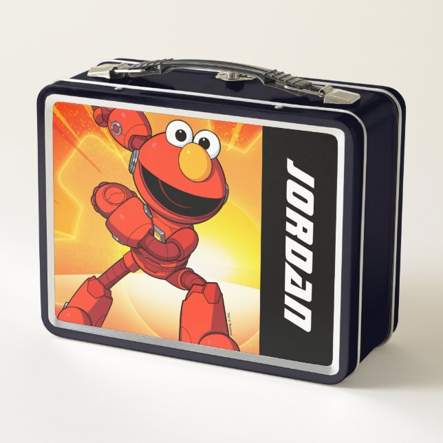 Sesame Street | Mecha Builders Elmo | Add Name Metal Lunch Box (Back)